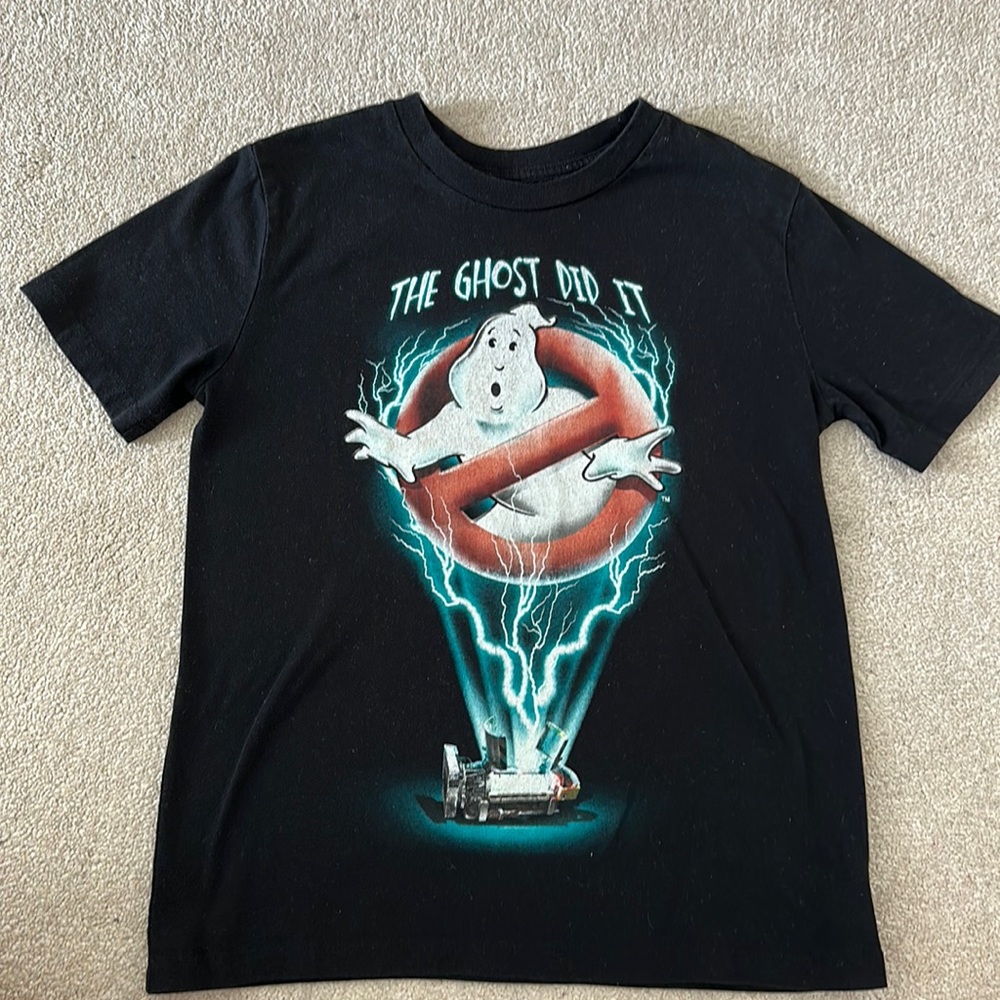 Kids black with Ghostbusters print medium shirt.